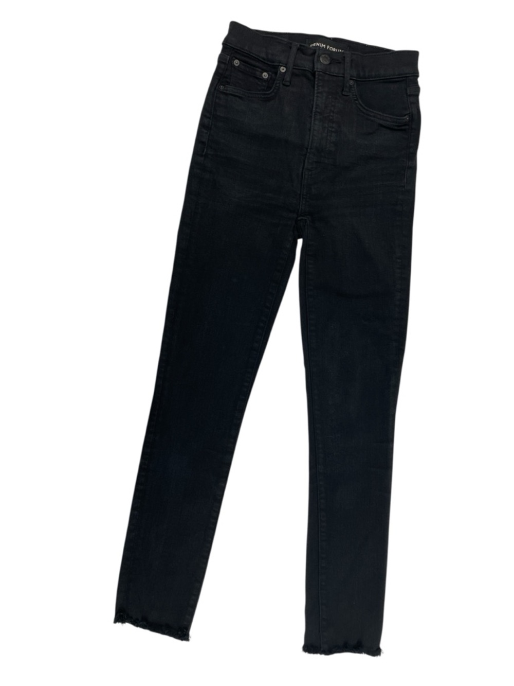 Denim Forum Womens The Lola High Rise Skinny Crop Black Jeans Raw Hem Size 25